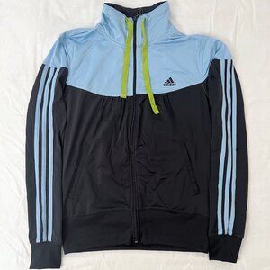 Adidas Women's Medium Blue & Black Track Jacket Zip Front Like New